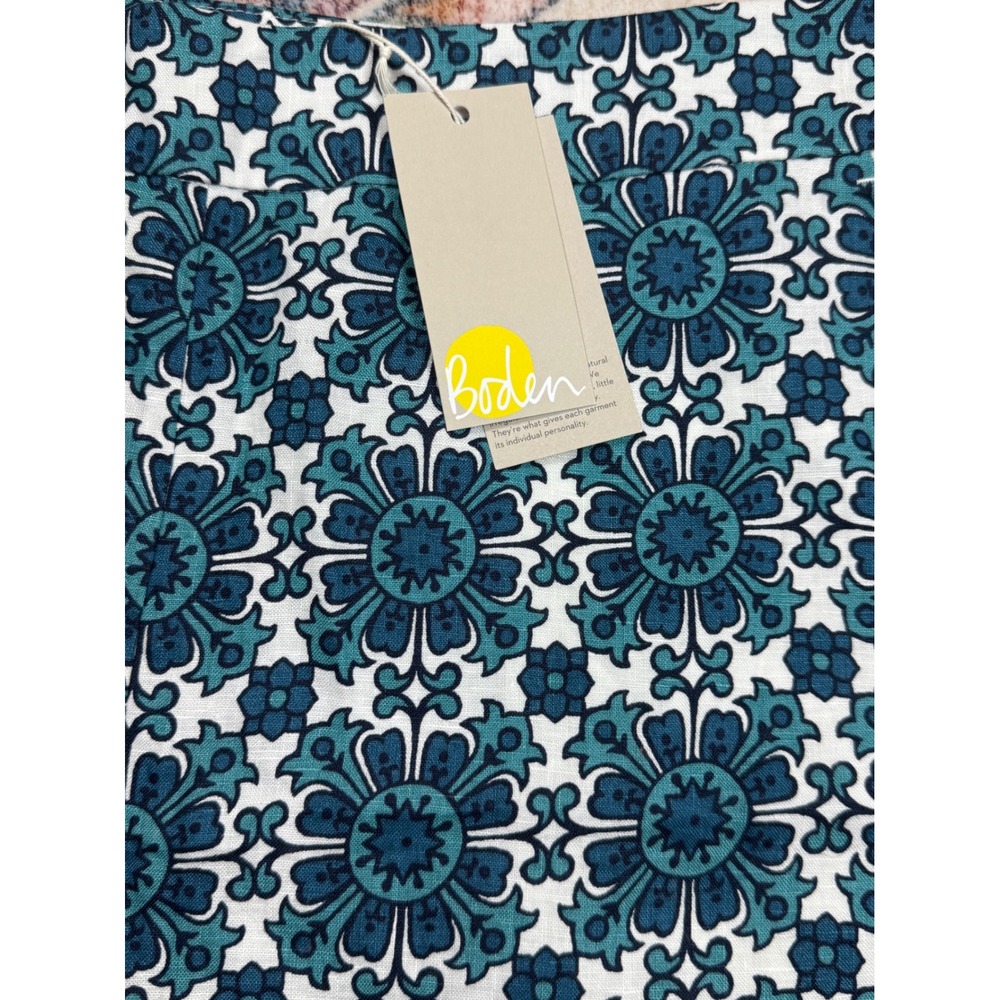 NWT Boden Georgina Linen Trouser Shorts Women's 8 Mom Style High Rise Coastal - Picture 4 of 8